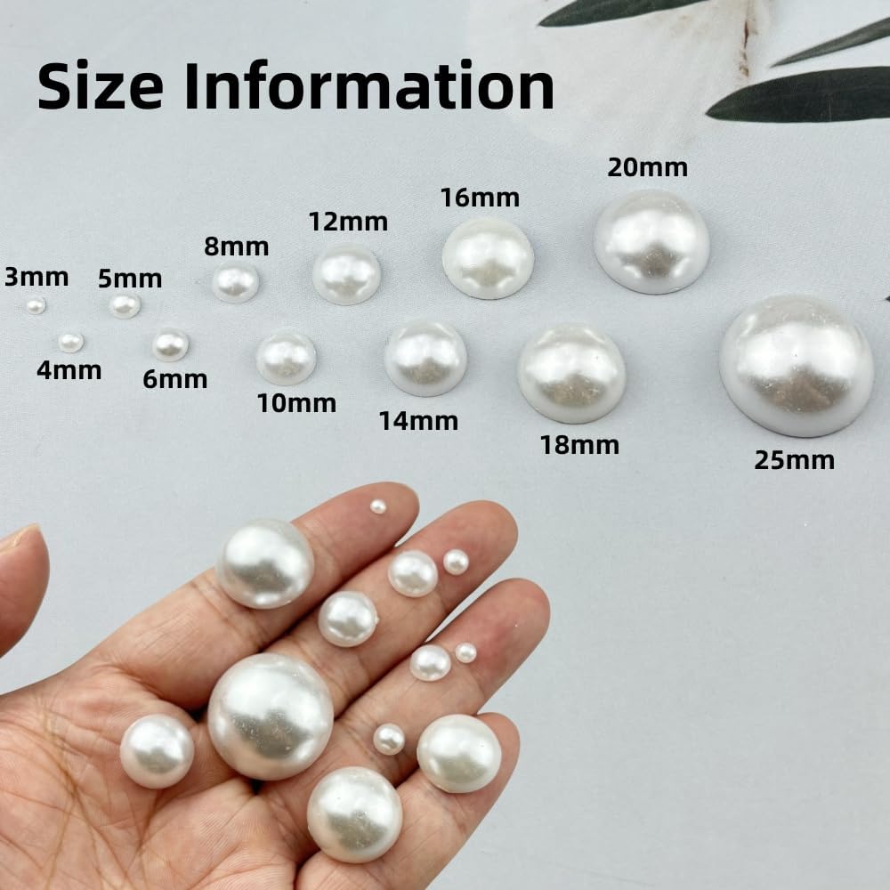 700pcs 10mm Half Pearls for Crafts Flatback Round Half Pearl Beads for Jewelry Making Nail Art Scrapbook Craft Wedding Dress Decoration(White)