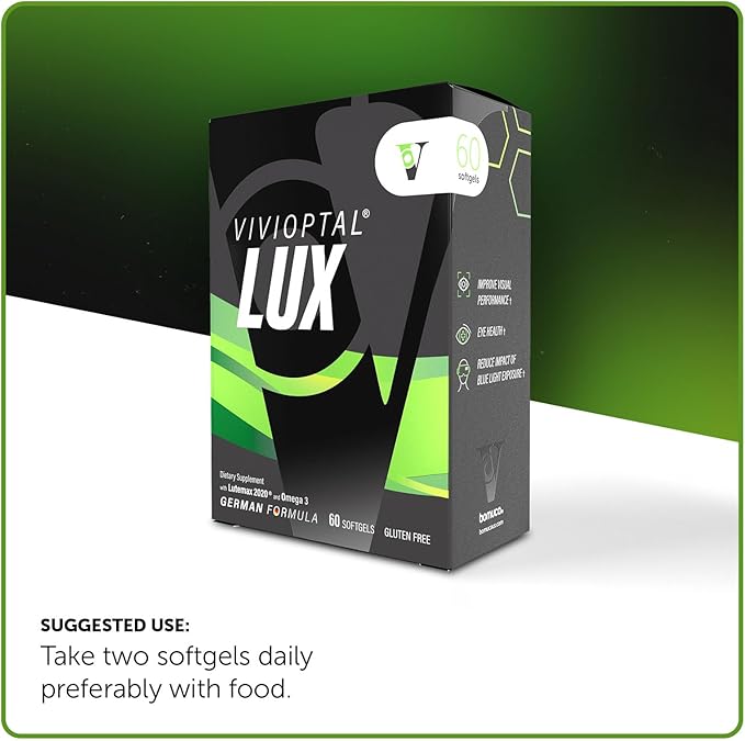 Vivioptal Lux 60 Softgels, Omega 3, Zinc, and Vitamin C & E, Multivitamin & Multimineral, Gluten Free, German Formula