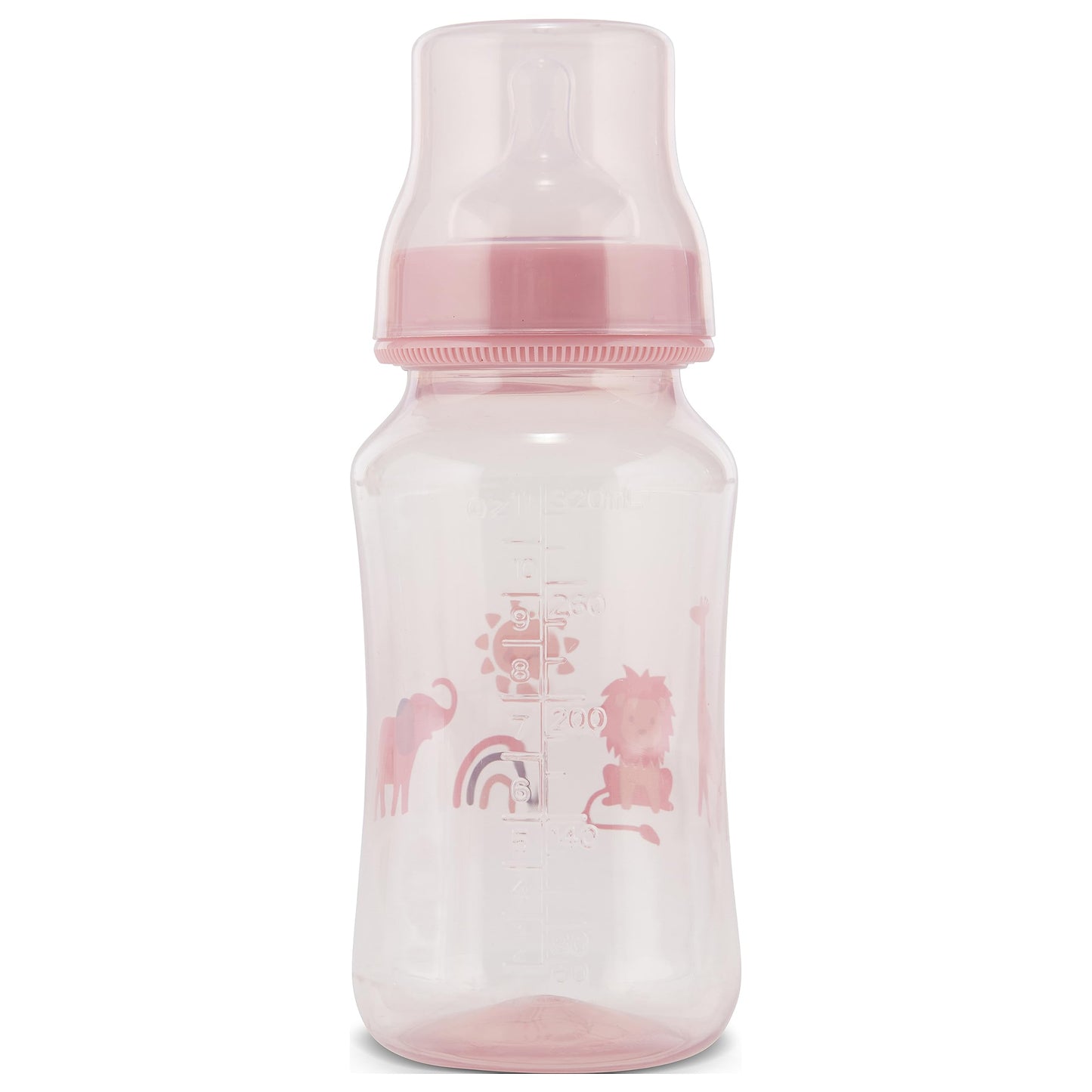 Premium 2-Pack Baby Bottles - 11 Ounce, Hourglass Shape, Fun Boys and Girls Prints, Clear Cover - BPA-Free