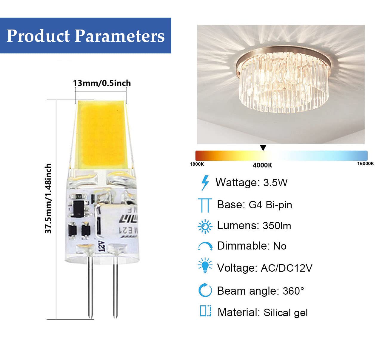 Greeogin G4 Led Bulb 12V  Jc Bi Pin Base Bulb 30 Watts G4 Halogen Bulb Replacement  Ac/Dc 12 Volts G4 Light Bulb For Landscape Lighting Natural White 4000K Non-Dimmable 10Pcs