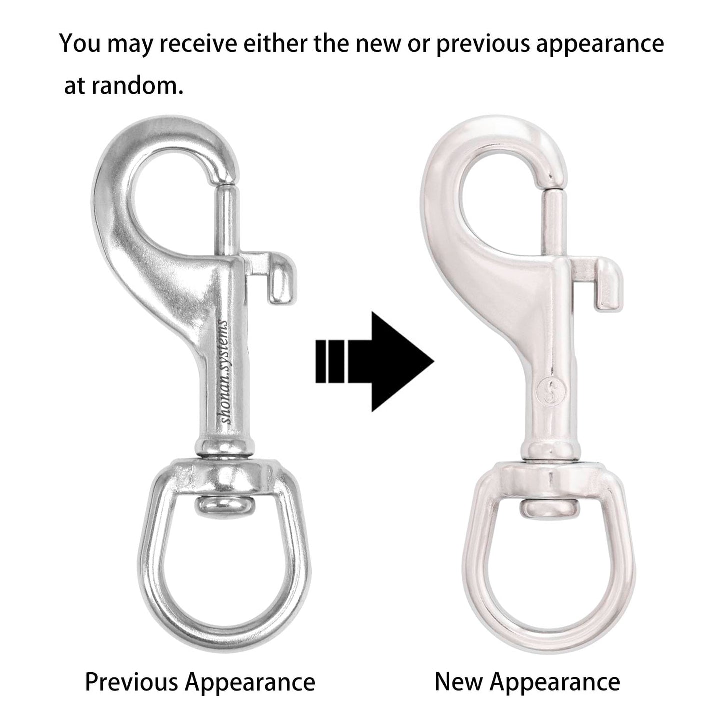 SHONAN 3.5 Inch Swivel Eye Snap Hook, 2 Pack Marine Grade Scuba Bolt Snap, Single Ended Stainless Steel Flag Clips Swivel Snaps for Scuba Diving, Flag Pole Rope, Dog Leash, Camera Strap