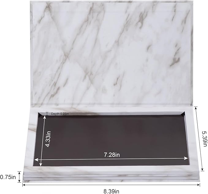 Allwon 2-Layer Book Shaped Marble Magnetic Palette Large Empty Makeup Palette Storage Box for Eyeshadow Lipstick Blush Powder (White)