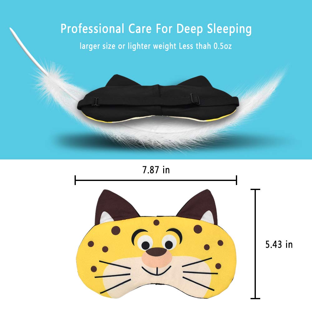 HYCLES Sleep Mask for Kids Sleeping Eye Cover Cute Cartoon Animal Funny 3 Pcs Blindfold Eyeshade for Men Women Plane Travel Game Nap Night Sleeping