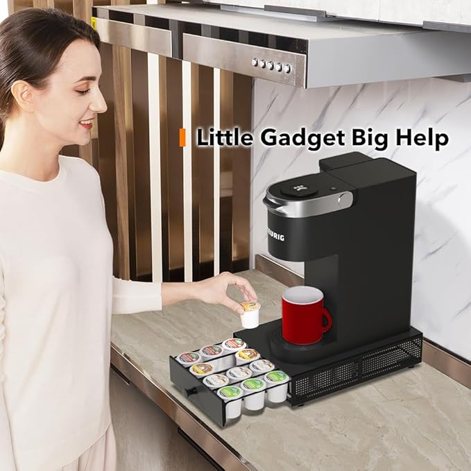 SICHEER K Cup Organization Storage Drawer Maker K Cup Holder Coffee Pod Organizer Stand Tray Counter Rack Countertop Maker Stand Capsules Compatible with Keurig Accessories Holds 24 Pods