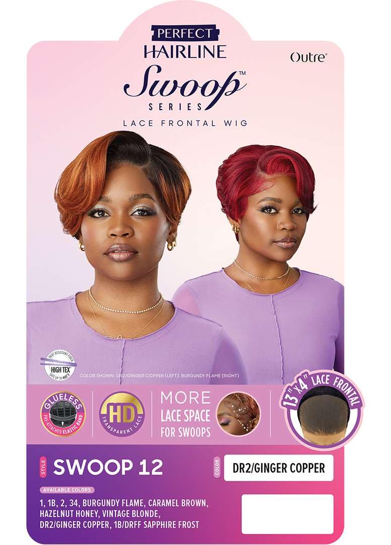 Outre Lace Front Wig - Perfect Hair Line 13X4 - Swoop Series - Swoop 12 (BURGUNDY FLAME)
