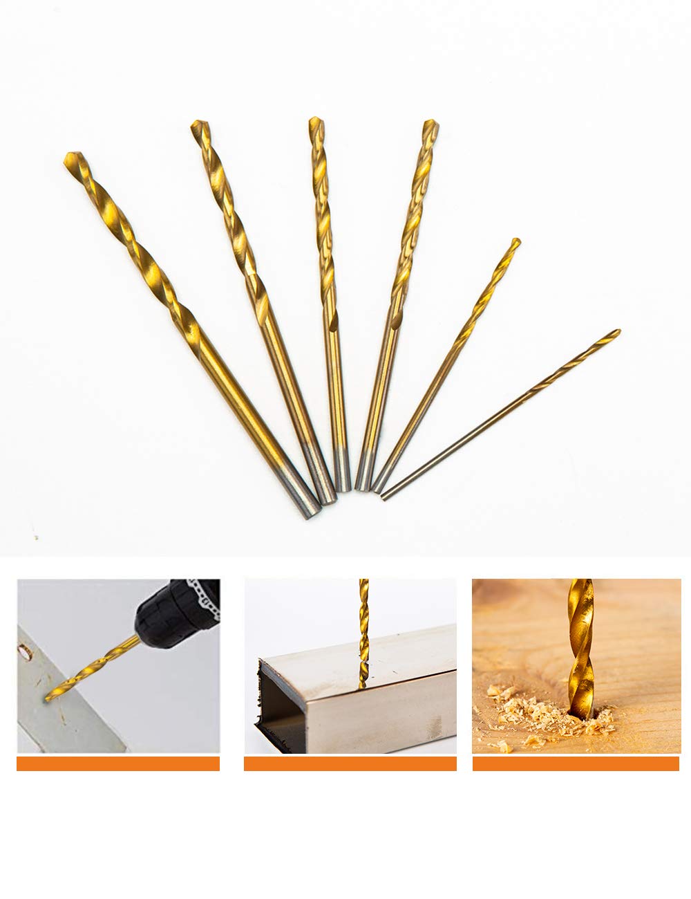 INTOO Mini Drill Bit Set 60 Pcs+12 Pcs Free High Speed Steel HSS Titanium Micro Drill Bits 3/64"-1/8" Metal,Plastic,Wood, Small Drill Bit