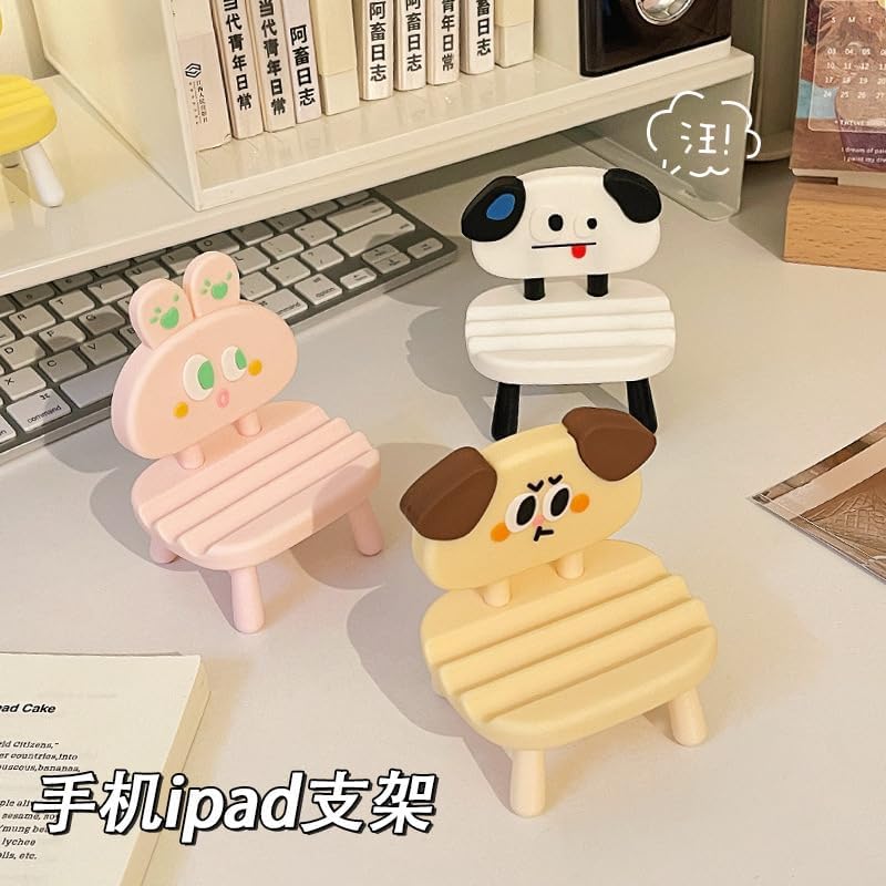 Super Cute Funny Face Animal Chair Cell Phone Stand, Adjustable Mobile Phone Support‌ Holder‌ Cellphone Mount‌ for Desk, Compatible with Phone 17 16 15 14 13, Smartphone, Pad, Tablet-Glass Dog