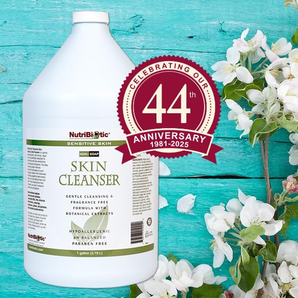 NutriBiotic - Sensitive Skin Non-Soap Skin Cleanser, 1 Gallon with GSE (Citricidal) | pH Balanced, Hypoallergenic & Biodegradabl