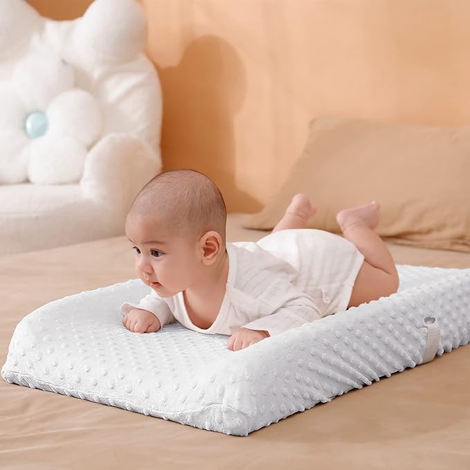 Solid Changing Table Pad Cover Cradle Sheet, Fits 32"/34''x16" Contoured Diaper Changing Pad, Ultra Soft Cozy Minky Dots Plush Changing Table Covers, Breathable Wipeable Removable (White)