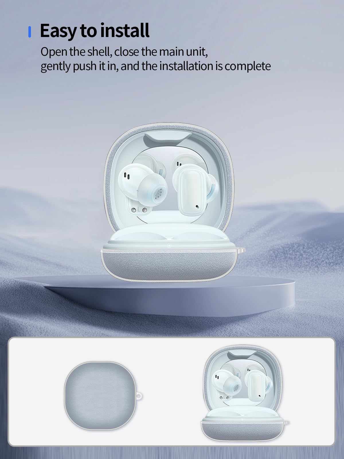 Compatible with Baseus AirNora 2 Headphones，True Wireless Noise Cancelling Earbuds,Clear Soft TPU Full Body Shockproof Protective Cover with Lanyard,Clear