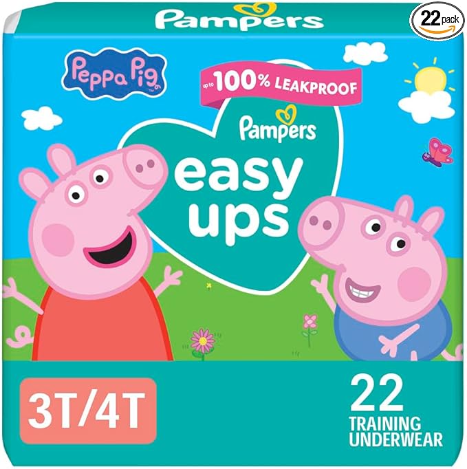 Pampers Training Pants - Easy Ups Girls & Boys - Size 3T-4T, 22 Count, Peppa Pig Underwear (Packaging May Vary)