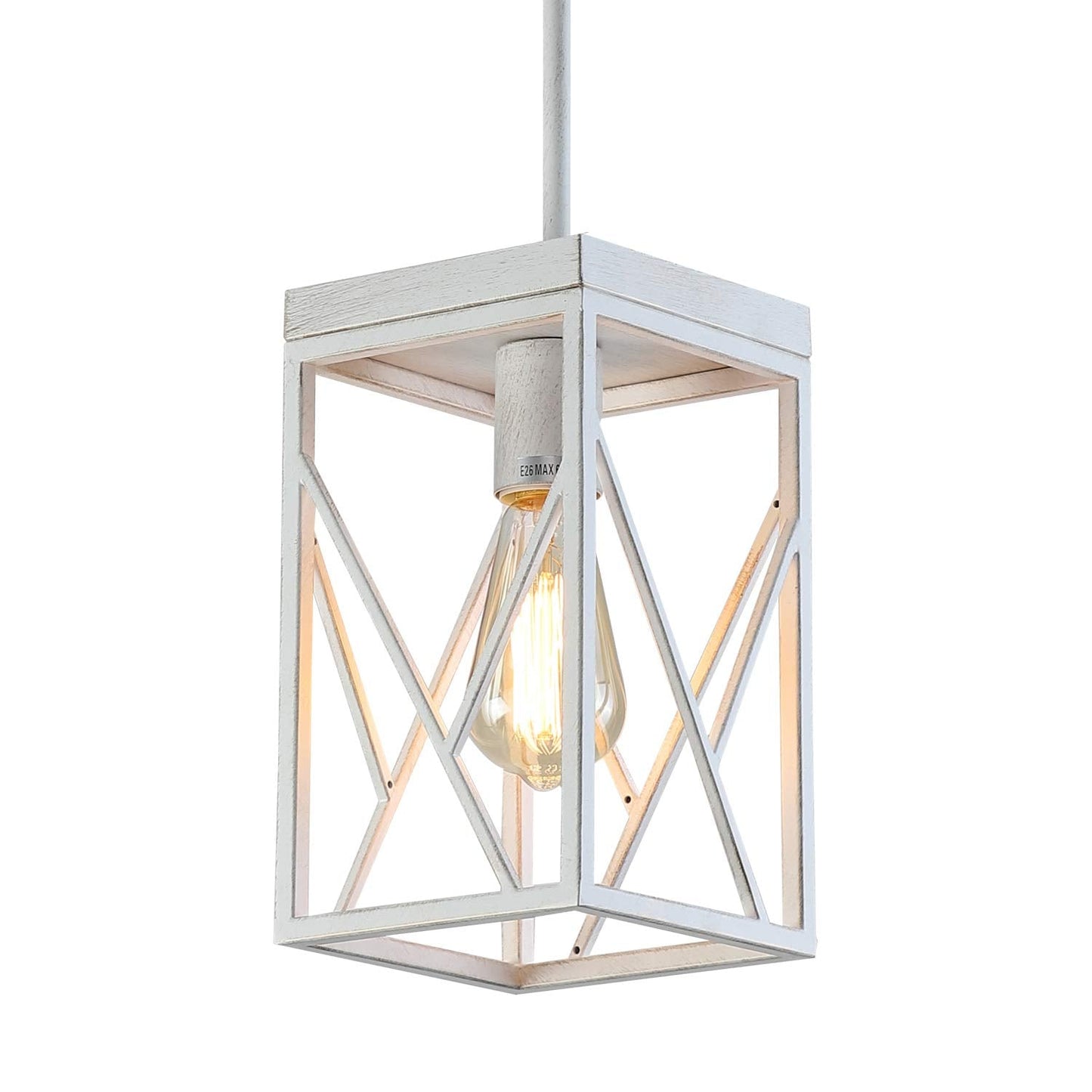 Fivess Lighting Modern Farmhouse Pendant Light, Mini, Metal, White with Gold