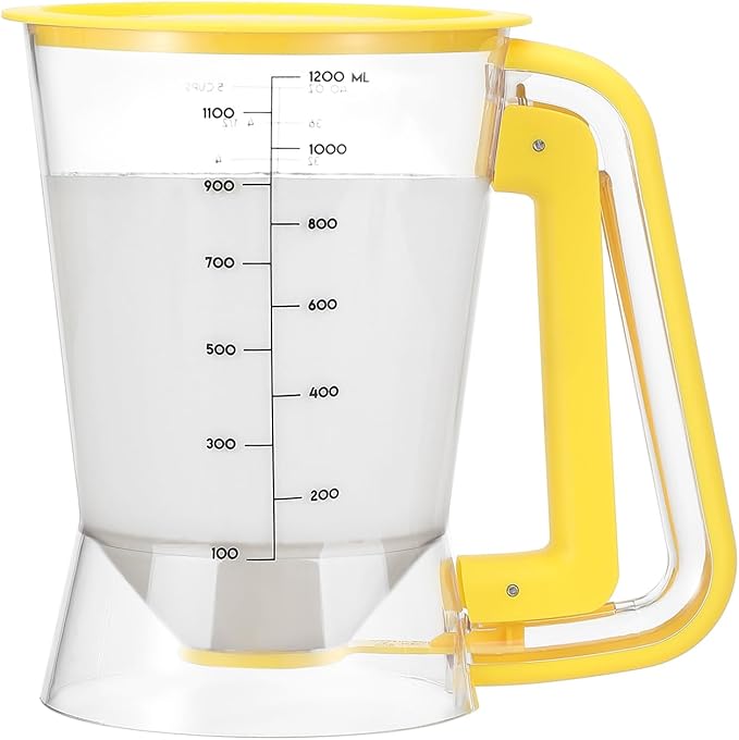 Pancake Batter Dispenser 5-Cup, Batter Pourer for Maker Pancakes, Waffles, Crepes, Muffins, Cupcakes, Easy Squeeze Grip Handle with Proof Nozzle, Precise Baking Tools