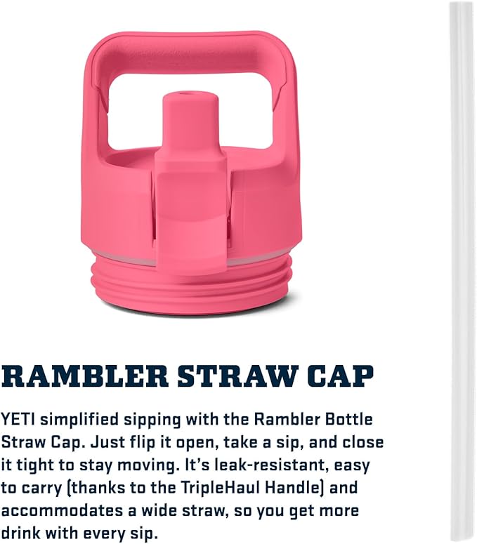 YETI Rambler 26 oz Bottle, Vacuum Insulated, Stainless Steel with Color Matching Straw Cap