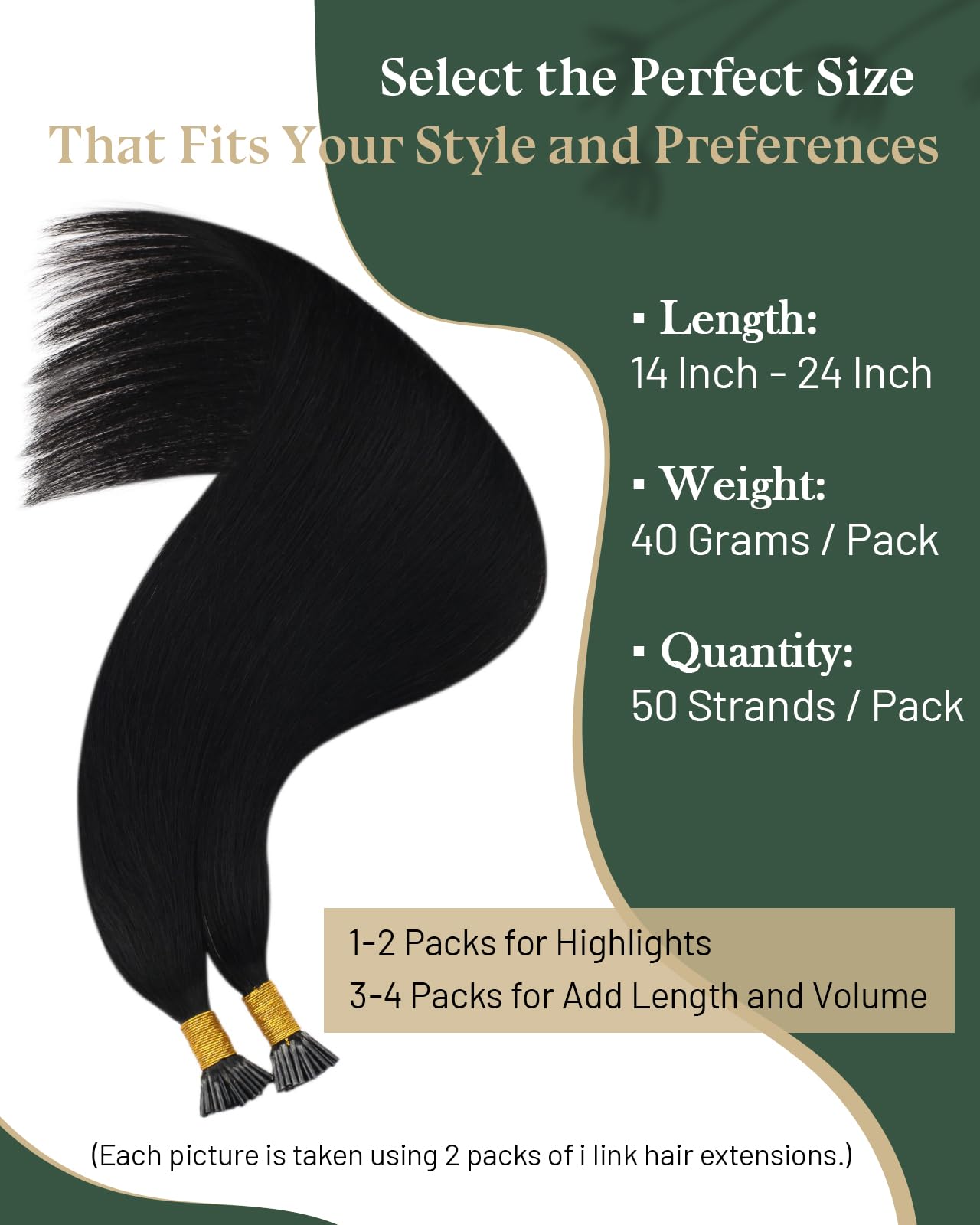 Ugeat Black I Tip Hair Extensions Human Hair Long Straight Jet Black Itip Human Hair Extensions I Tip Invisible Silky Smooth Nat