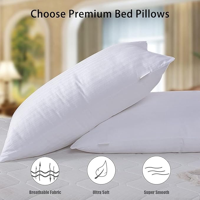 tuphen-Bed Pillows for Sleeping 2 Pack, Cooling Gel Pillows, Ultra Soft Breathable Down Alternative Pillows, Hotel Luxury Collection Pillows for Back, Stomach or Side Sleepers (Standard (Pack of 4))
