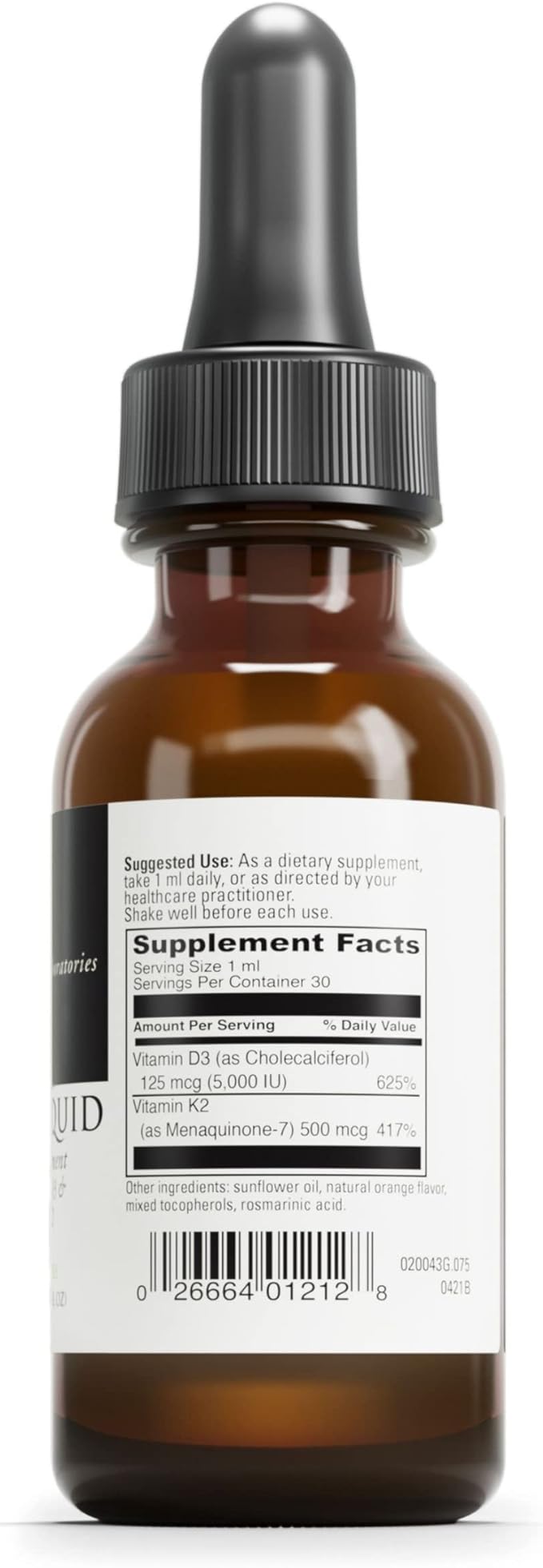 DAVINCI Labs D3/K2 Liquid - Liquid Vitamin D & Vitamin K Supplement for Bone Health, Heart Support & Calcium Absorption* - 30mL (30 Servings)