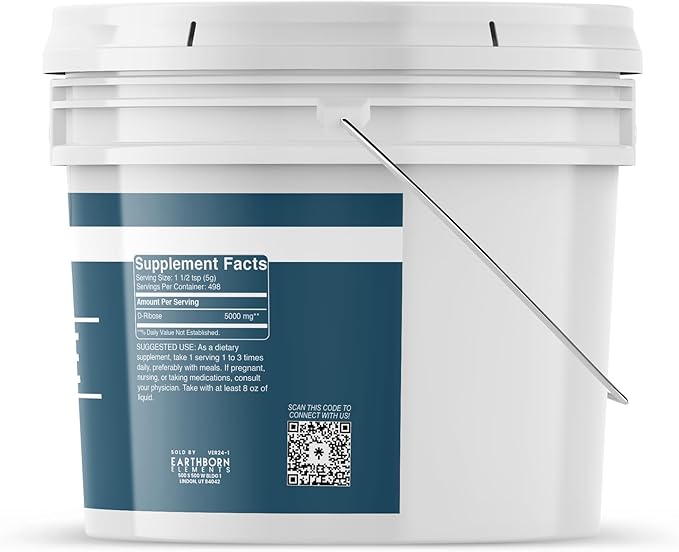 Earthborn Elements D-Ribose 1 Gallon, Pure & Undiluted, Dietary Supplement