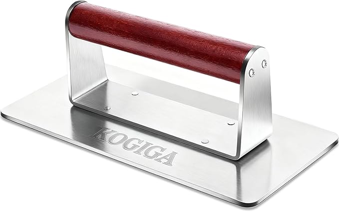 Ultimate Rectangle Griddle Press 1.92LB - 9x4.2 Inch Smash Burger & Bacon Press, Steak Weight & Panini Maker with Beechwood Handle for Versatile Cooking