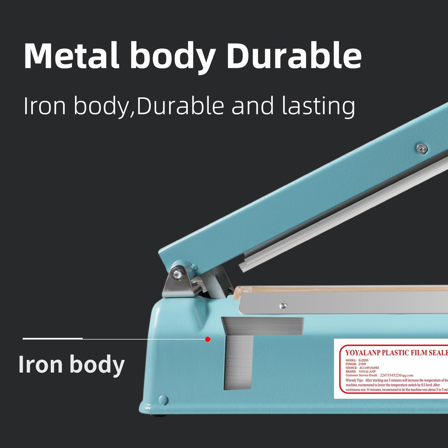 Metal body,Impulse Sealer 16 inch, Manual Heat Sealer Machine for Plastic Bags, Shrink Wrap Bag Sealers Heavy Duty Sealing Machine With Repair Kit (Blue)