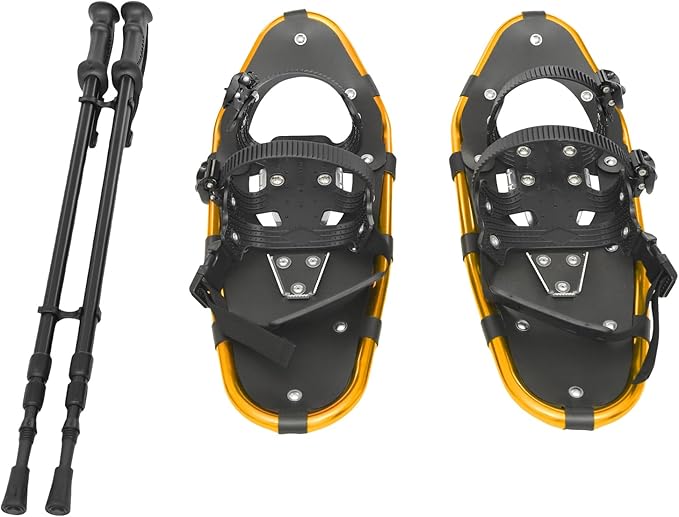 Winter Snowshoe Set, Inch Snow Shoe Adjuatable Trekking Poles and Carrying Bag Sets, Lightweight Aluminum Snowshoes Sport ...