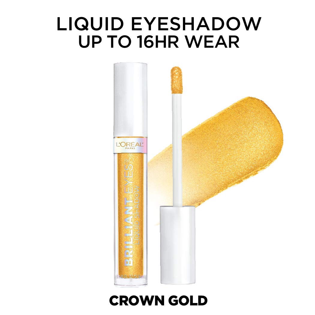 LOr  al Paris Brilliant Eyes Shimmer Liquid Eye Shadow Makeup, Crown Gold, 0.1 oz.