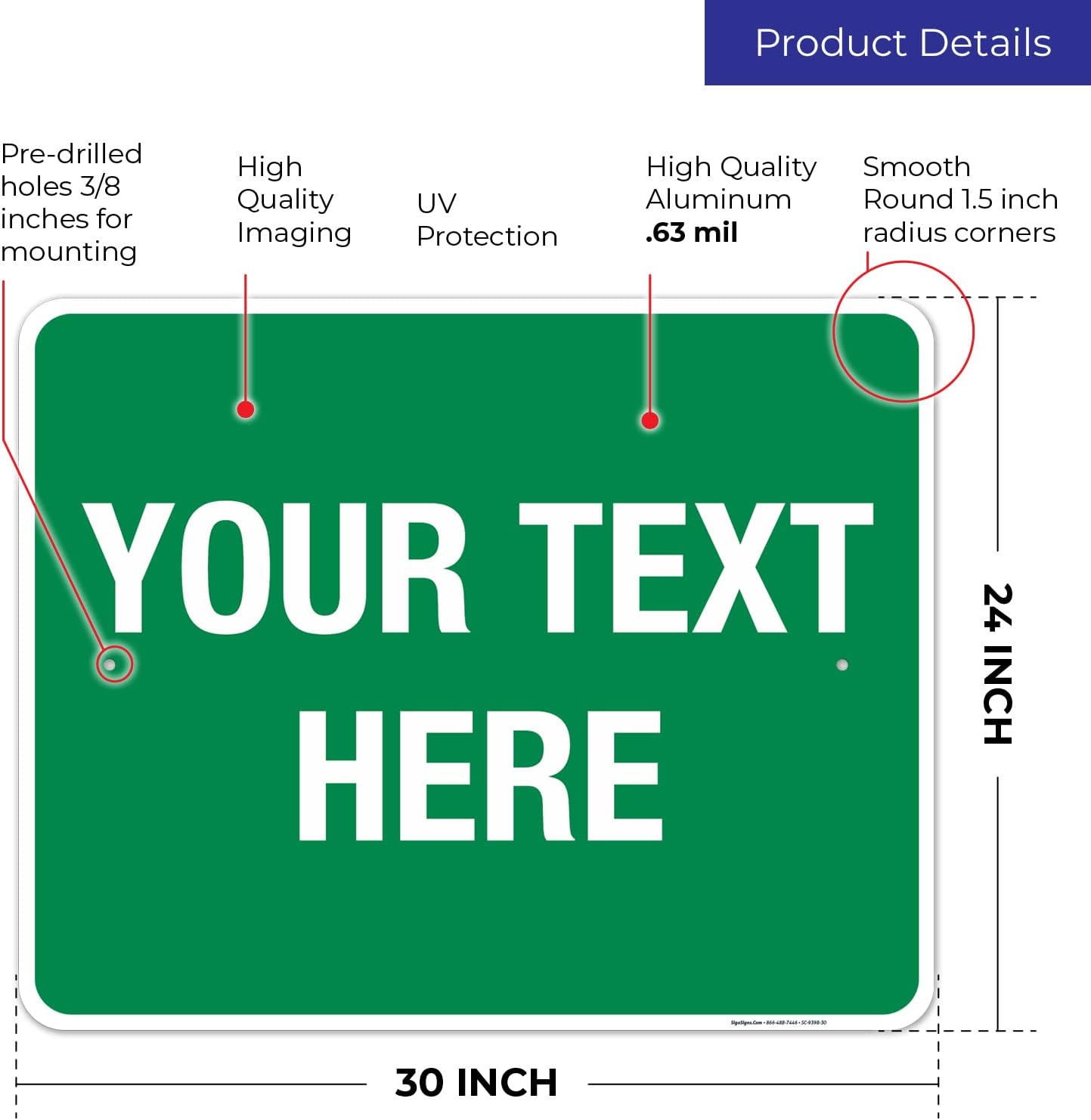 Personalized Custom Green Background Customize for Office, Business, Workplace, Home, Airbnb, Delivery Sign, 24x30 Inches, Rust Free .063 Aluminum, Fade Resistant, Made in USA by Sigo Signs