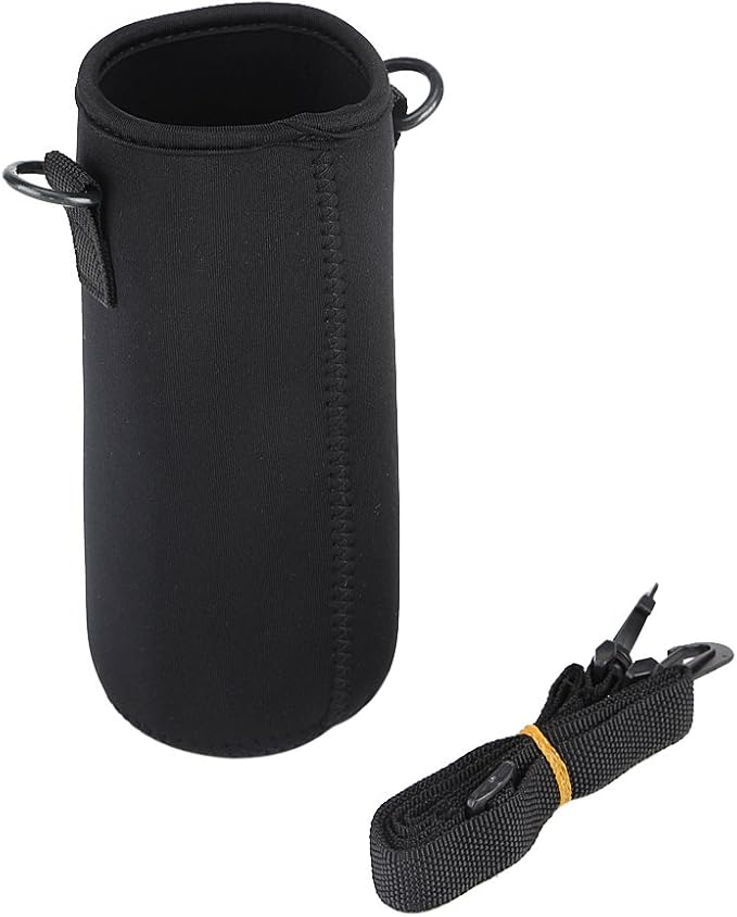 Dioche Water Bottle Sleeve, Soft Water Bottle Carrying Pouch, Drink Bottle Holder Bag for Outdoor Camping Hiking Fishing(26cm-Black)