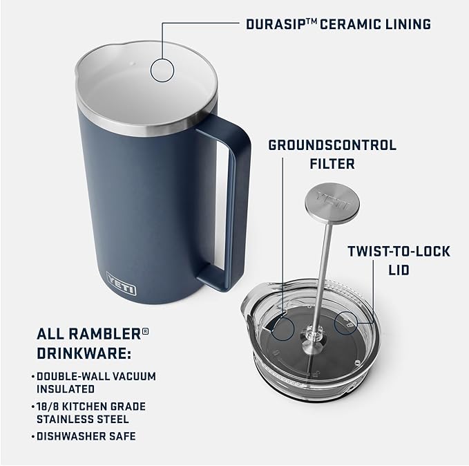 YETI Rambler 34 oz. French Press Coffee Maker, Big Sky Blue