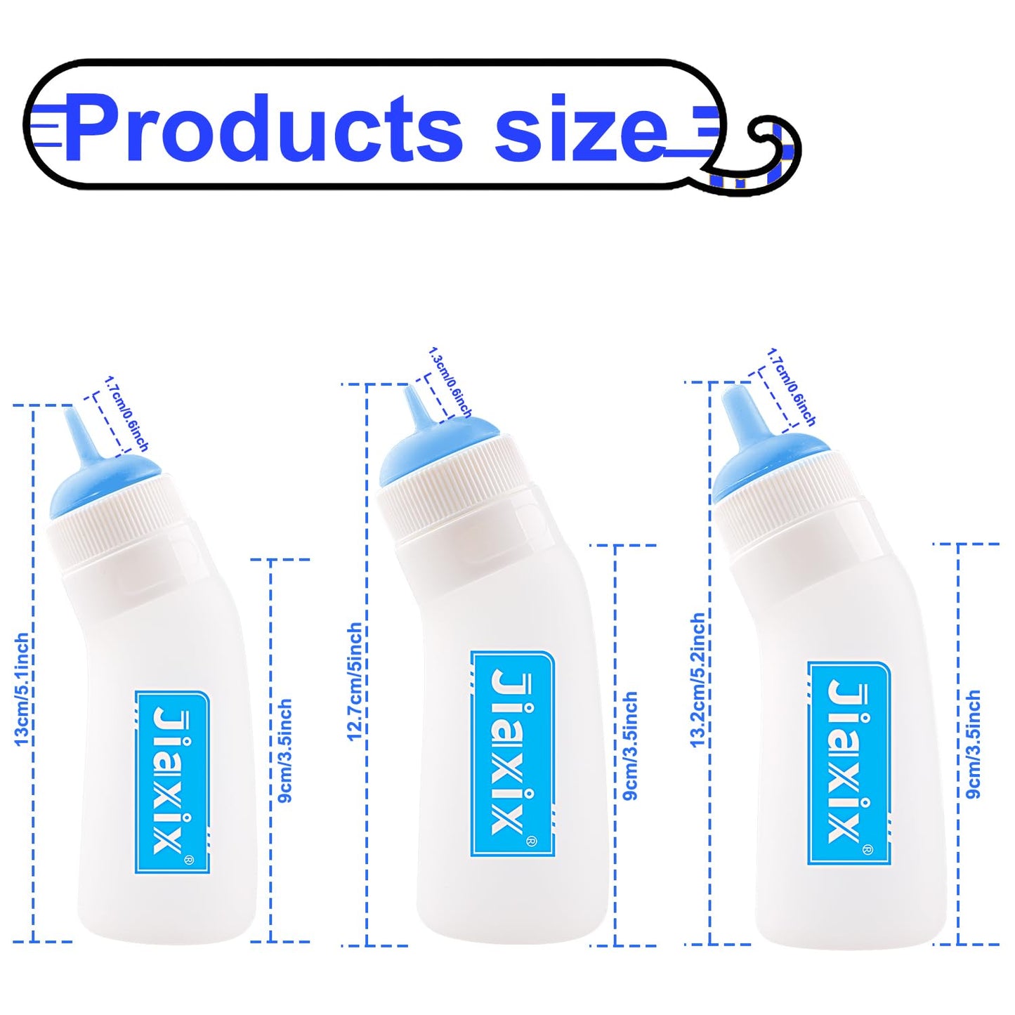 3 Pack Kitten Silicone Nursing Bottle,Silicone Feeding Nipple, Reusable Newborn Kitten Supplies, Suitable for Feeding Kitten, Puppy, Rabbit, Hamster (Blue, Small+Medium+Large)
