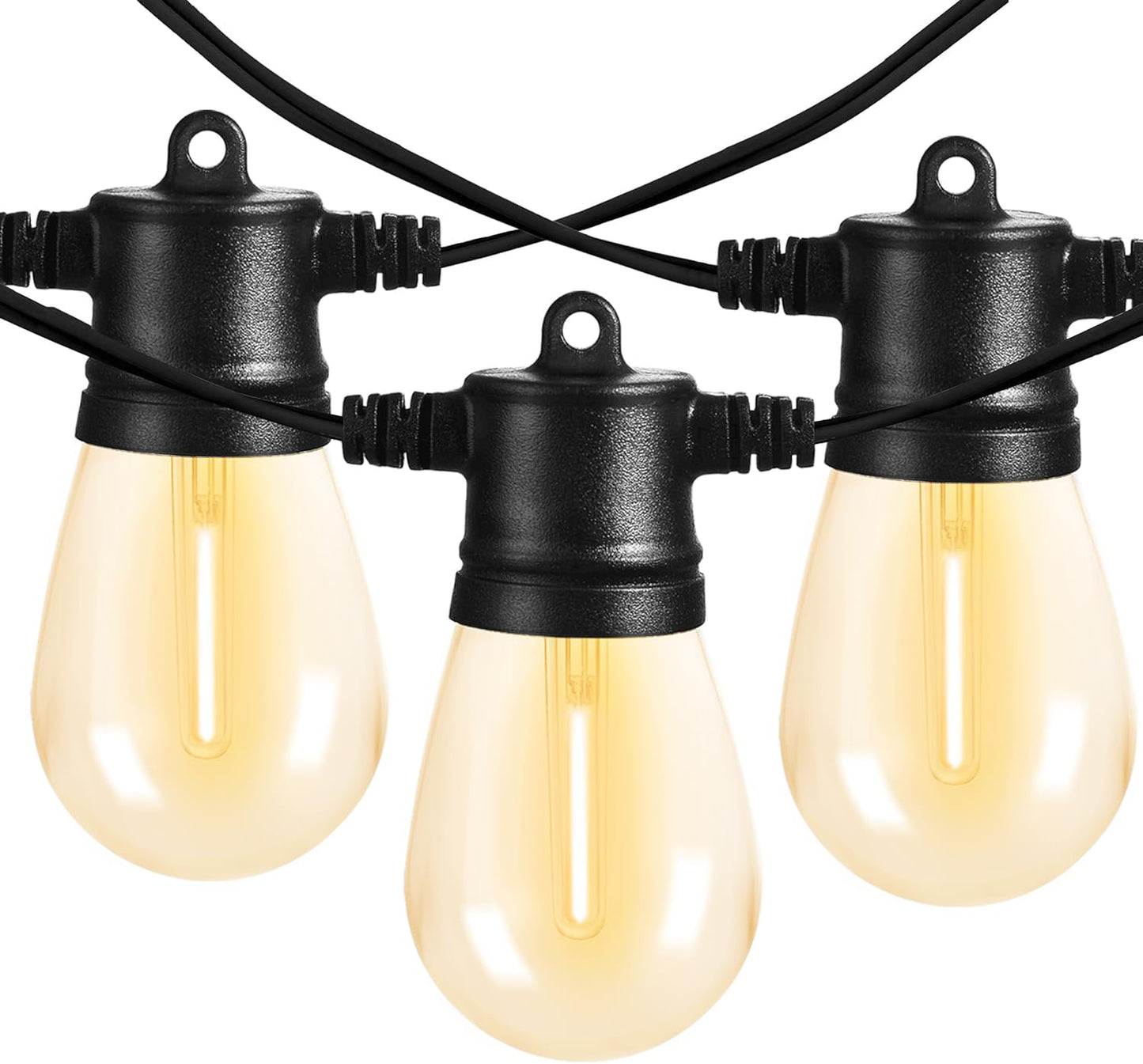 Banord Outdoor String Lights, 51FT Waterproof Black Patio Lights, 18 Shatterproof LED Bulbs, Model Chalpr