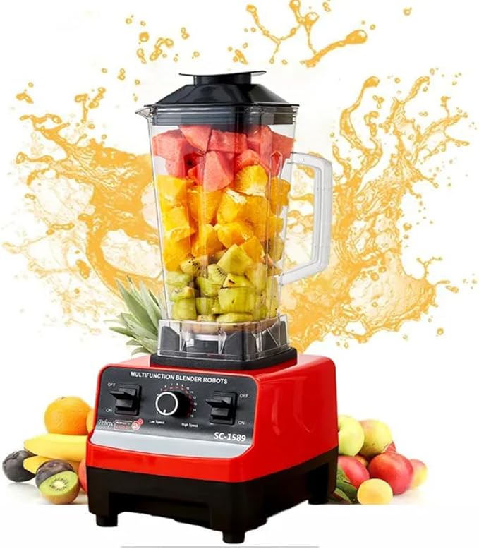 Professional Countertop 4500W Heavy-Duty Commercial Blender with Copper Motor, 2L BPA-Free Jar, Variable Speed & Pulse, Ice Crusher Smoothie Maker for Shakes, Frozen Drinks, Hot Soup – Red/Black