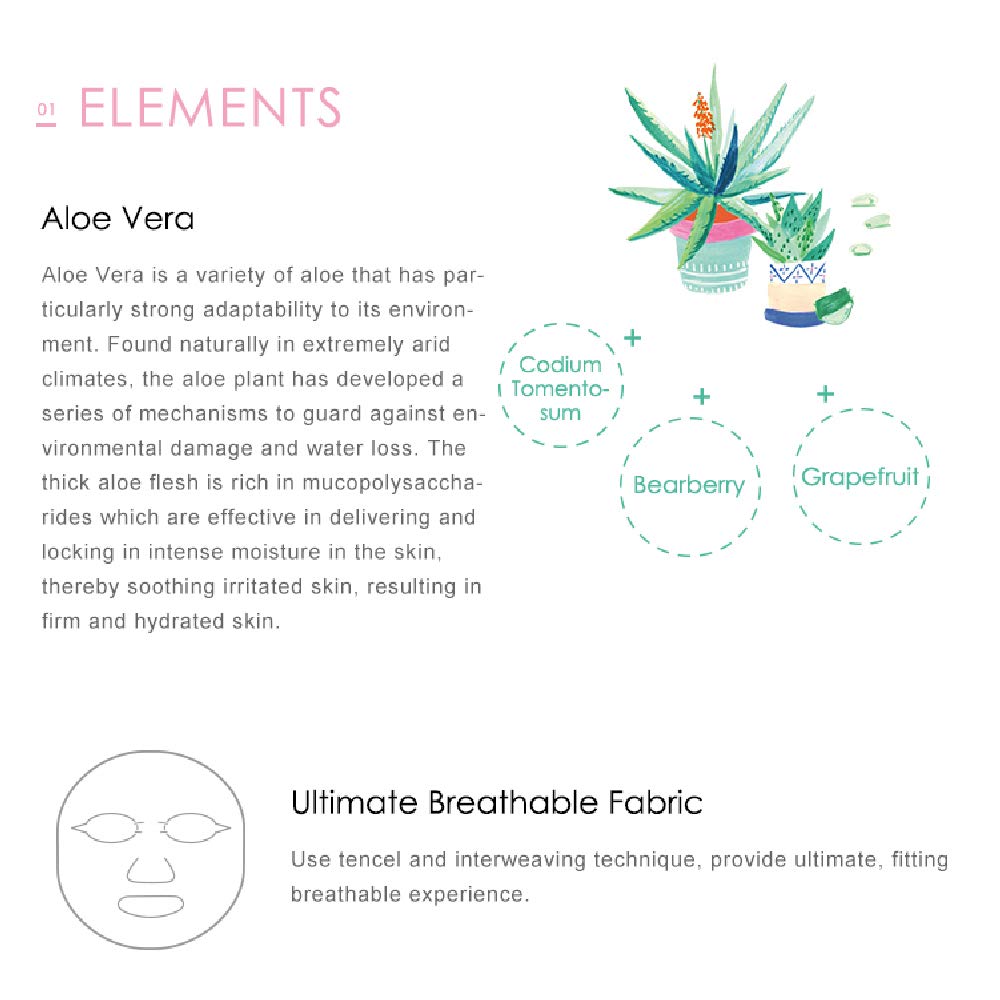 My Beauty Diary-Aloe Vera Soothing Facial Mask, Hydrating and Soothing, Refreshing Water Serum Face Sheet Mask for Quick Absorpt