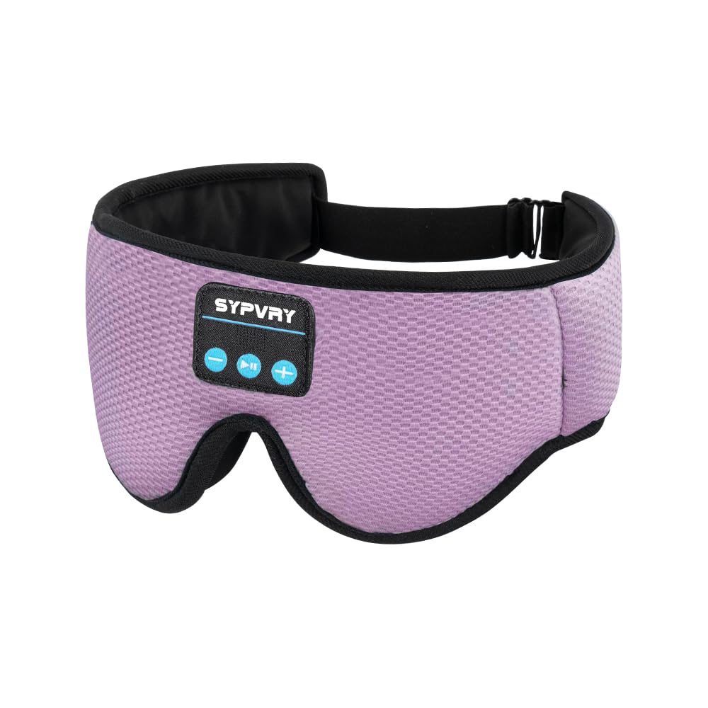 Sleep Mask Bluetooth Headphones Soft Wireless Headband Eye Mask Blackout with Microphone (Purple)
