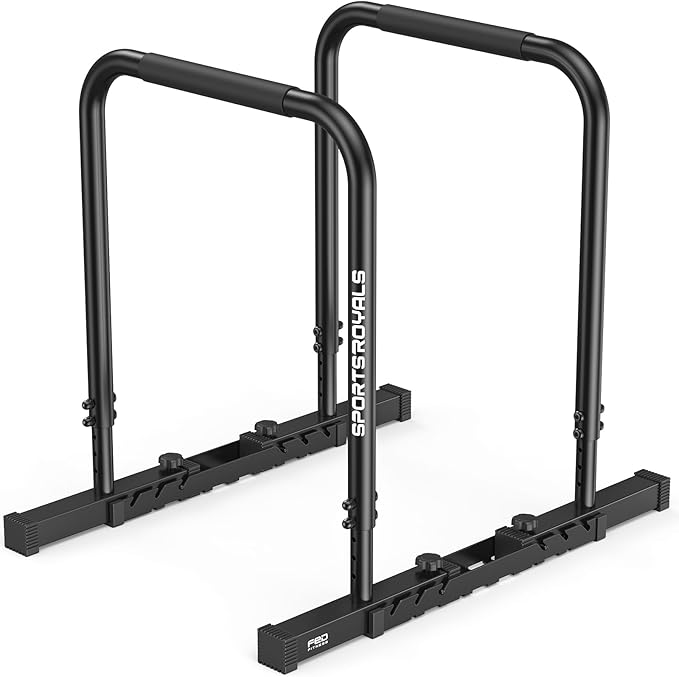 Sportsroyals Adjustable Dip Bar Station, Heavy Duty Parallette & Parallel Bars, 400LBS Stable Dip Stands for Home Gym, Cal...