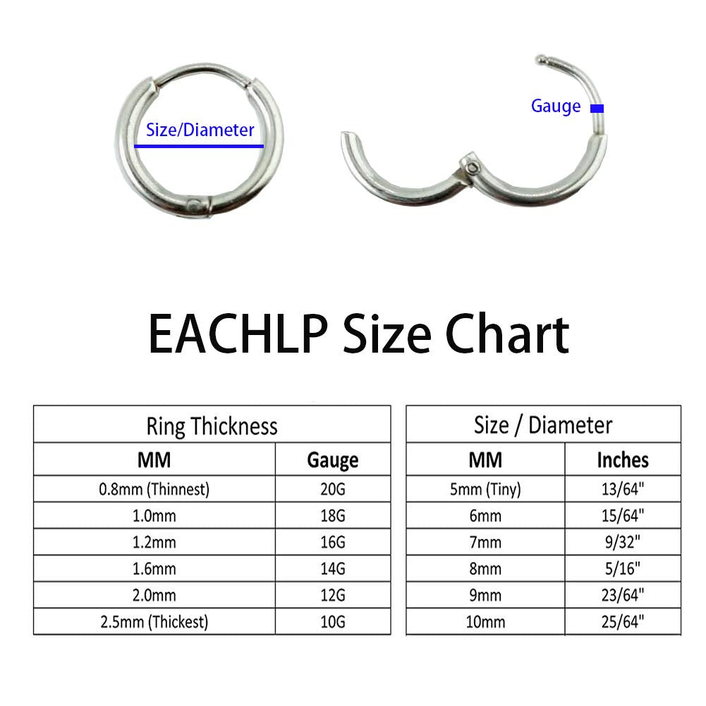 EACHLP 20G Tiny Hoop Earrings Stainless Steel Endless Sleeper 8Mm Cartilage Hoop Earrings for Women Men Nose Rings Helix Septum