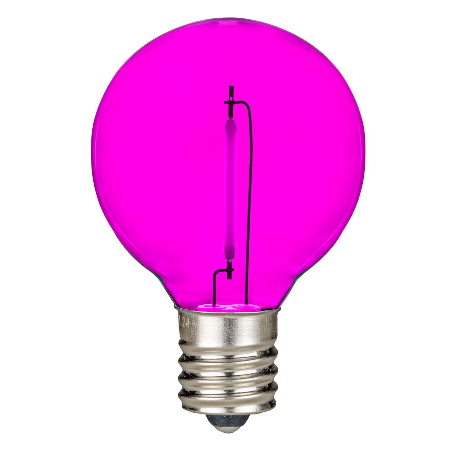 Novelty Lights 25 Pack Pink G40 Led Filament String Light Bulbs  E12/C7 Candelabra Base  5 Watt Equivalent  Shatterproof Replacement Bulbs For Patios  Canopy Lighting