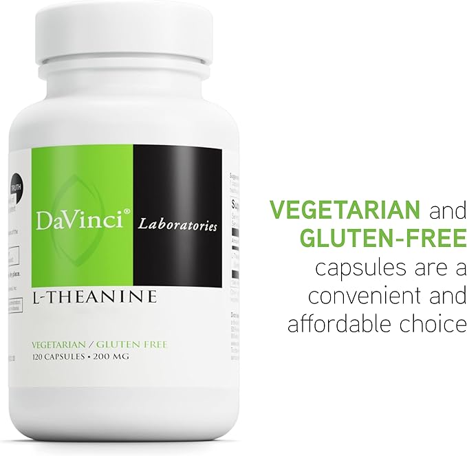 DAVINCI Labs L-Theanine - Brain Function Supplement - Helps Support Relaxation, Focus, Calm Feelings & More with Suntheanine L-Theanine* - 120 Vegetarian Capsules