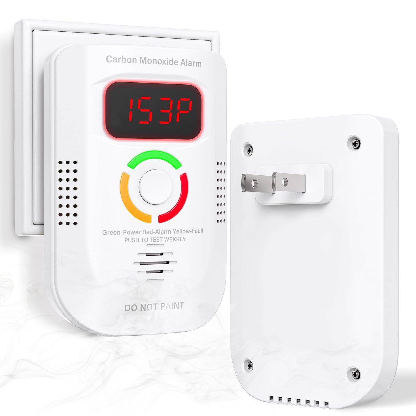Carbon Monoxide Detectors Plug in, Carbon Monoxide Alarm with Digital Display LED, Portable CO Detector with Audible and Visual Alarm Test Mute Button, CO Alarm Monitor for Home/Kitchen/Hotel