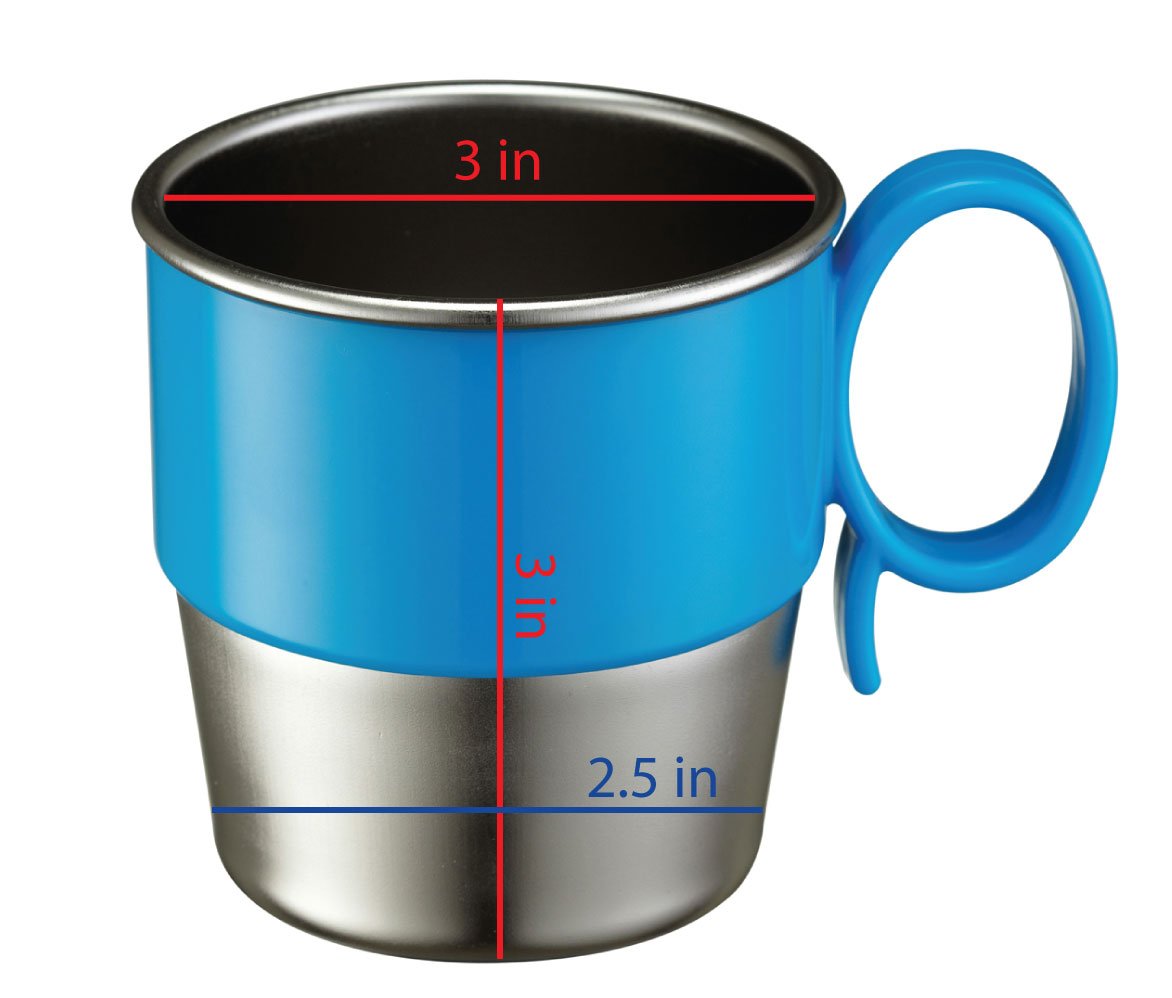 Innobaby Din Din Smart Stainless Steel Cup (9 oz) with Handle for Babies, Toddlers and Kids. BPA Free, Blue