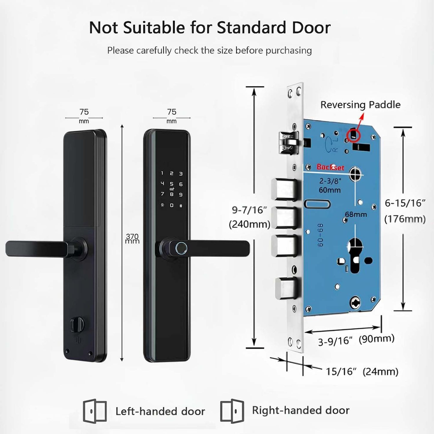 Smart Door Lock with Handle |Touchscreen Keypad & Doorbell | Keyless Entry (Fingerprint, Passcode, Key Access & WiFi Tuya App Control), Alexa, Waterproof, Electronic Deadbolt for Front Doors, Black