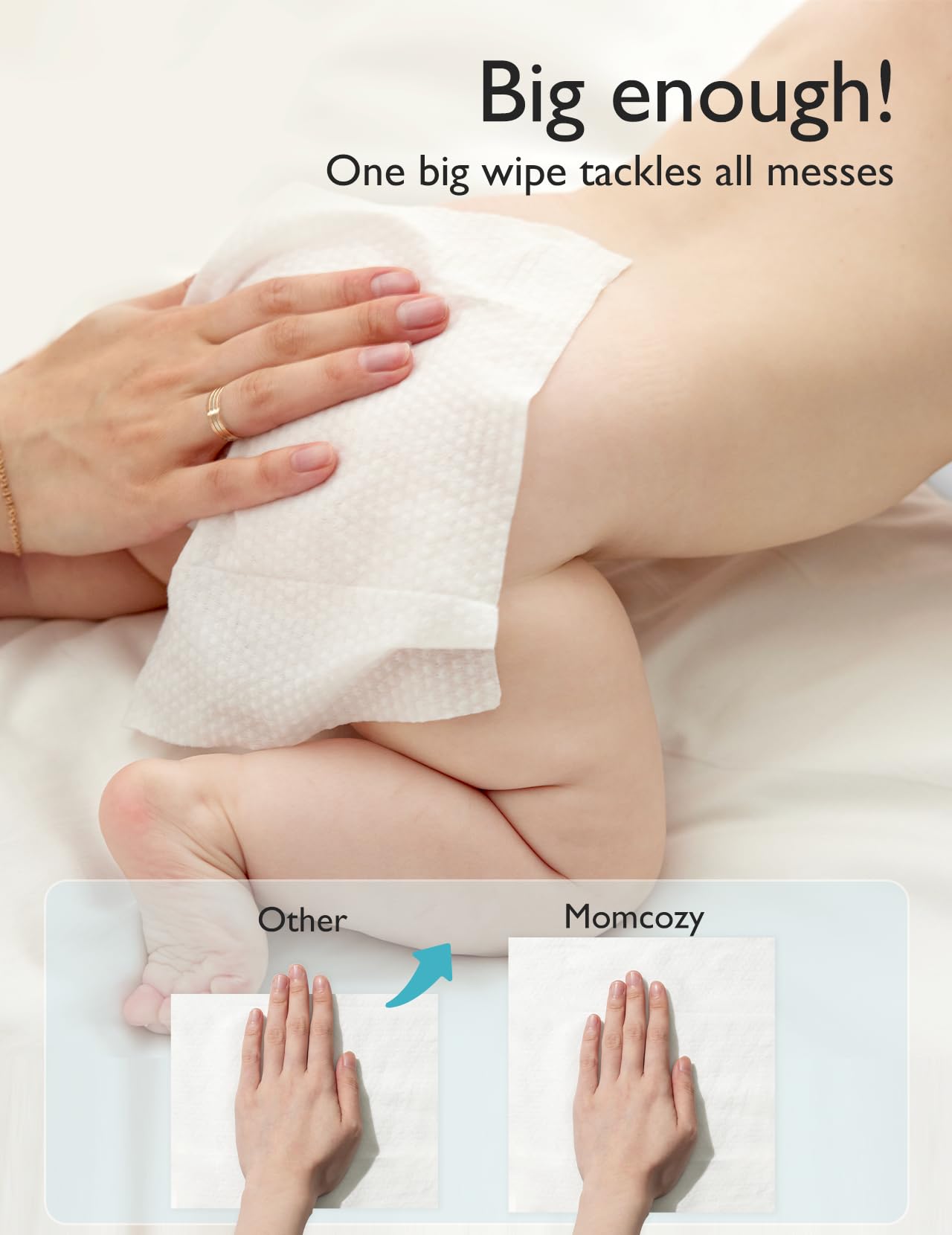 Momcozy Baby Wipes-Extra Large Size Design, 99% Water Based, Unscented & Hypoallergenic, Cleansing & Moisturizing Baby Wipes for Sensitive Skin, 12 Flip-Top Packs (720 Wipes Total)