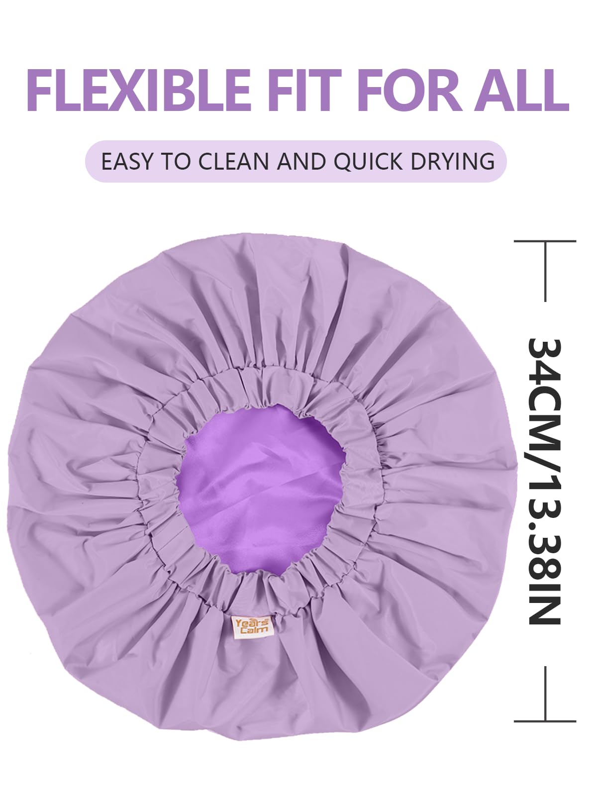 Years calm Reusable Waterproof Shower Caps for Women, Hair Caps for Showers, Double-Layer Elastic Design, for All Hairstyles, Tr