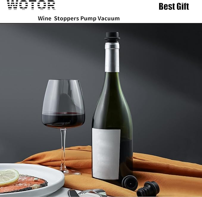 WOTOR Wine Stoppers - Vacuum Wine Saver, Preserver & Sealer (Black, 24 Pieces)