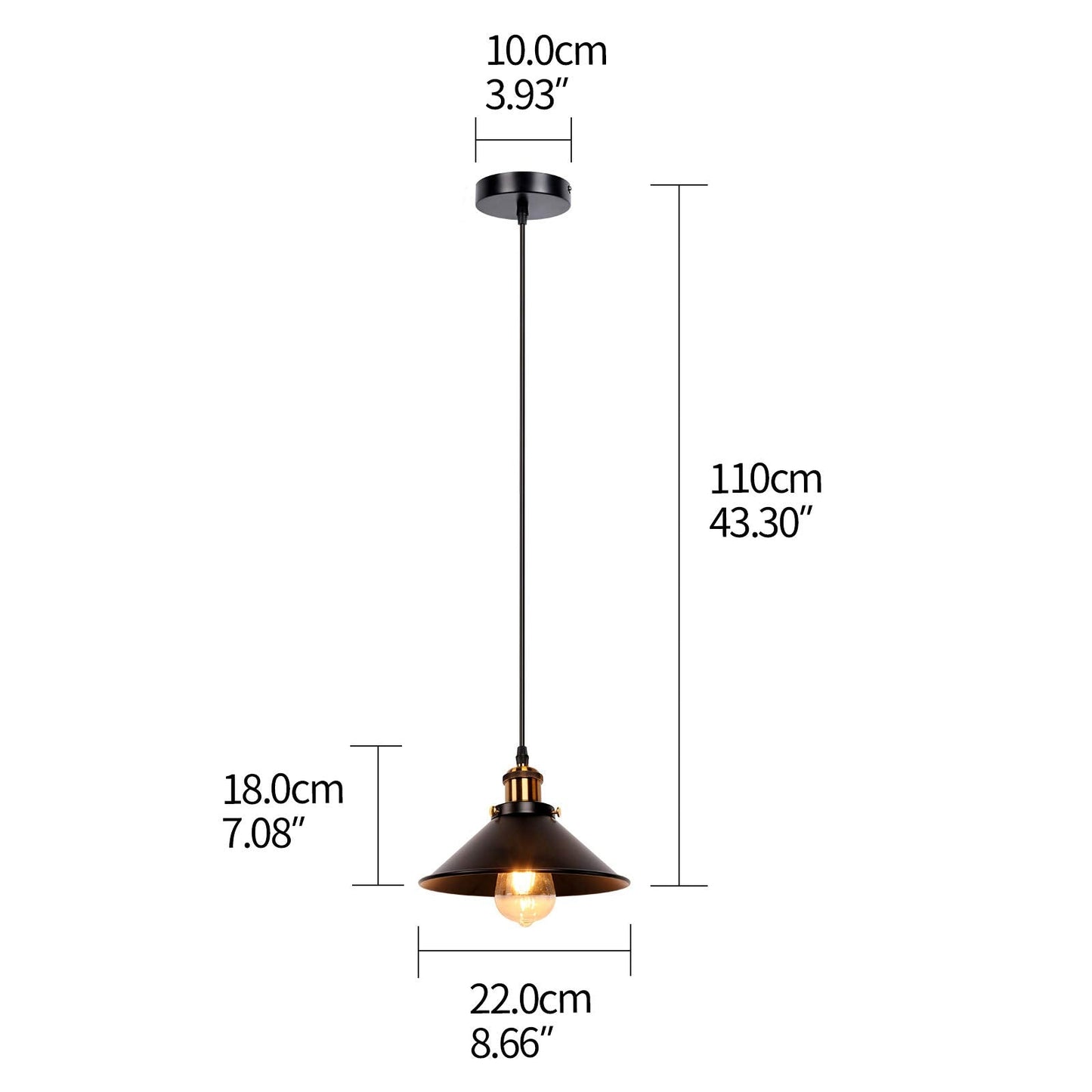 Newrays Pendant Light - Industrial Retro Black Iron - 3 Pack - Model PD2020-3