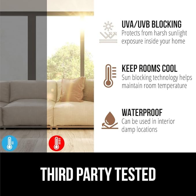Gorilla Guard Window Privacy Film, Removable Two Way Sun Blocking, Reusable No Residue Stickers, Strong Static Clings to Glass Windows, Decorative Bathroom Door Coverings, 11.8 x 78.7 Inch, White