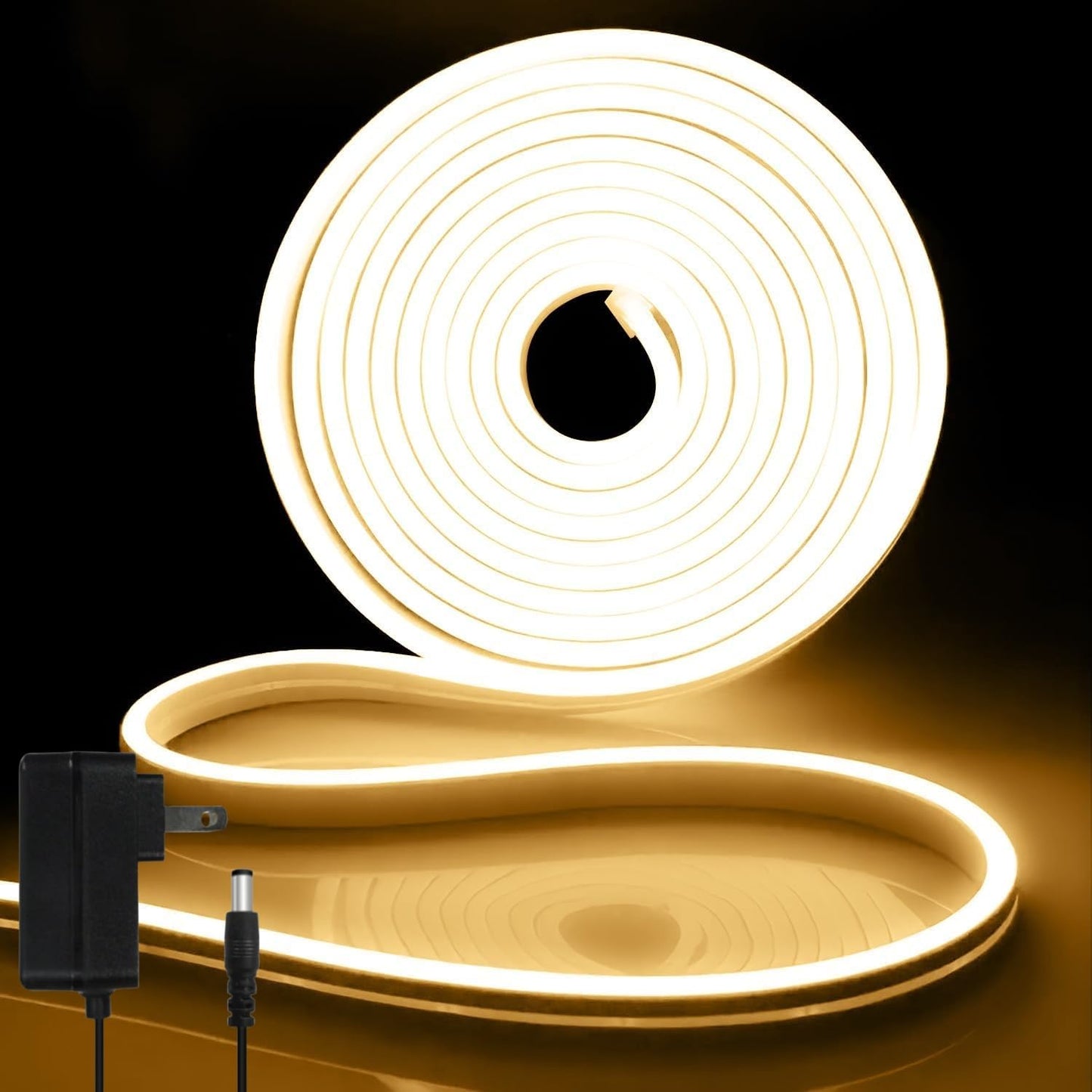 iNextStation 12V LED Strip Lights, 16.4FT Warm White, Waterproof, Dimmable, Cuttable, Flexible Silicone Neon Rope Light