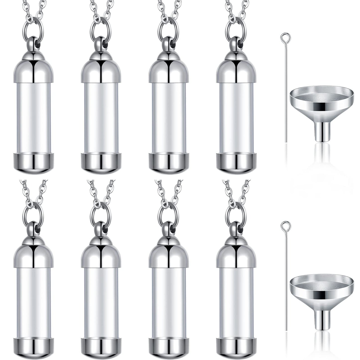 12 Pieces Vial Necklace Glass Vial Pendant Stainless Steel Glass Container Urn Necklace for Ash Openable Memorial Keepsake Crema