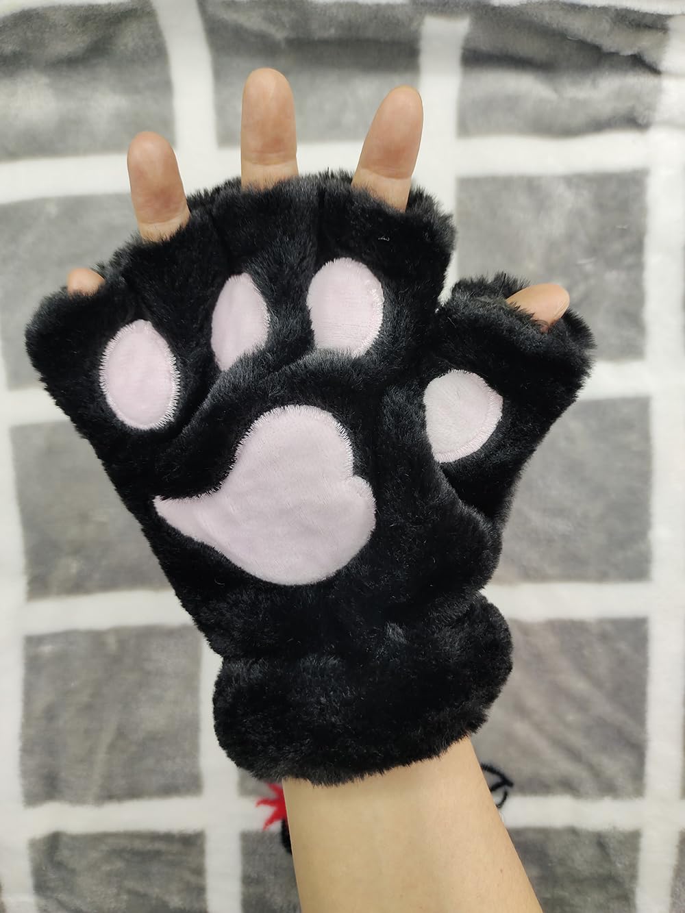 Dan Ching Women's Cat Paw Gloves - Adult Black Cat Costume Accessories