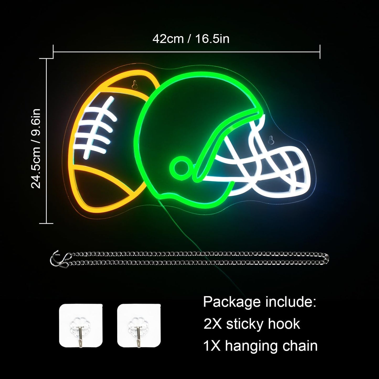 WLHOPE Football Neon Sign Helmet Neon Signs, Helmet Led Signs, Neon Signs for Wall, Football Neon Light up Signs for Boys Bedroom Game Room Rugby Sports Party Office College